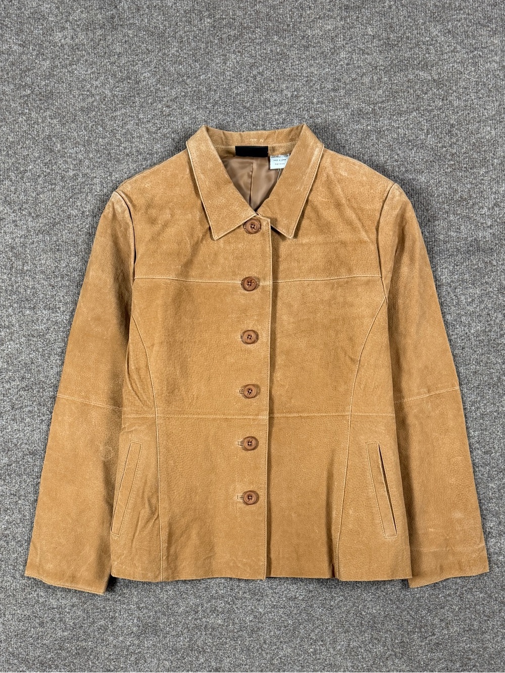 Spiegel Tan Suede Leather Button Up Collared Lightweight Jacket Women’s XL NWOT